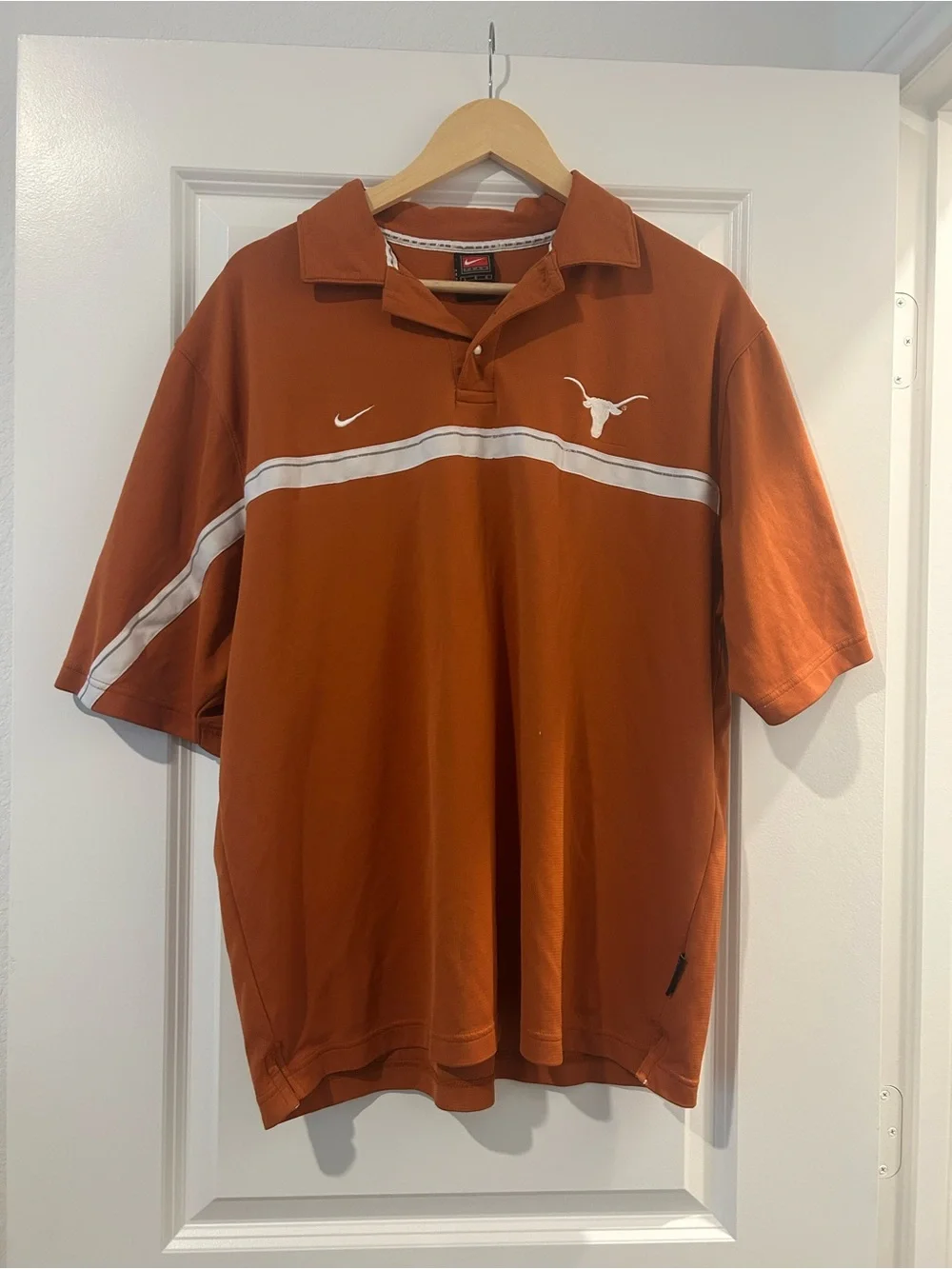 Nike Men's Longhorns Orange Polo with White Stripe